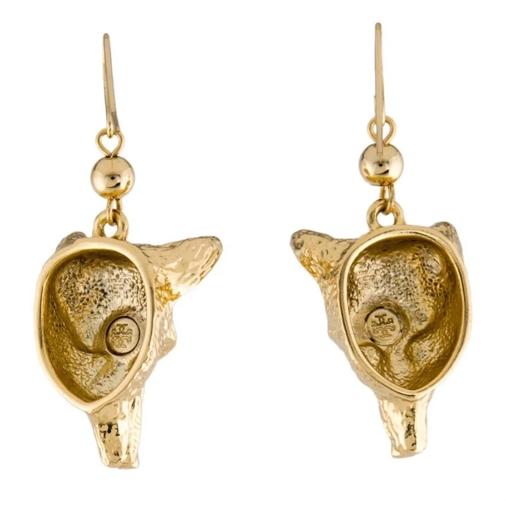 Tory Burch Fox heads drop earrings